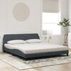 vidaXL Bed met matras "Dover" fluweel donkergrijs 180x200 cm
