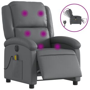 vidaXL Massagestoel verstelbaar elektrisch kunstleer grijs