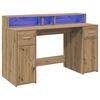 vidaXL Bureau met LED-verlichting 140x55x91 cm hout artisanaal eiken