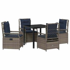 vidaXL Tuin eettafelset 5 pcs Grijs poly rattan
