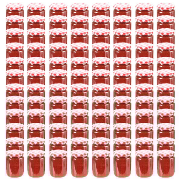 vidaXL Jampotten met wit met rode deksels 96 st 230 ml glas