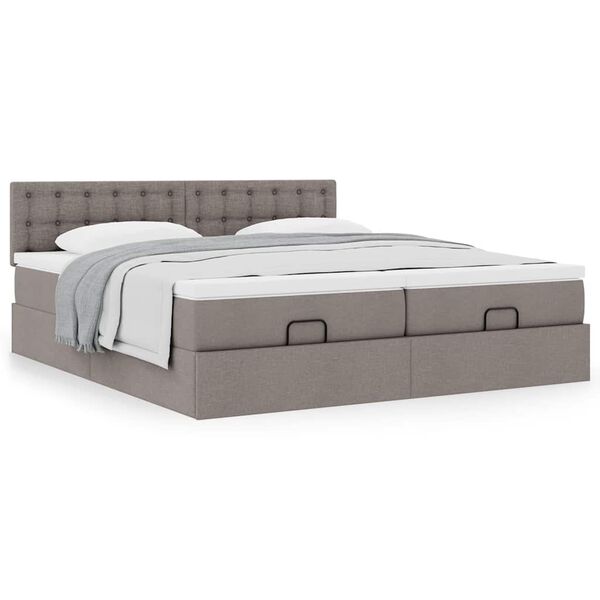 vidaXL Ottoman bed met matrassen 180x200cm stof taupe