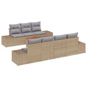 vidaXL Tuinbankenset met kussen 8 pcs Beige poly rattan