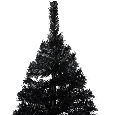 vidaXL Kunstkerstboom met verlichting en standaard 210 cm PVC zwart