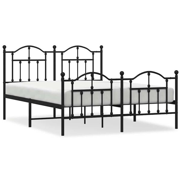 vidaXL Bedframe met hoofd- en voeteneinde metaal zwart 140x190 cm