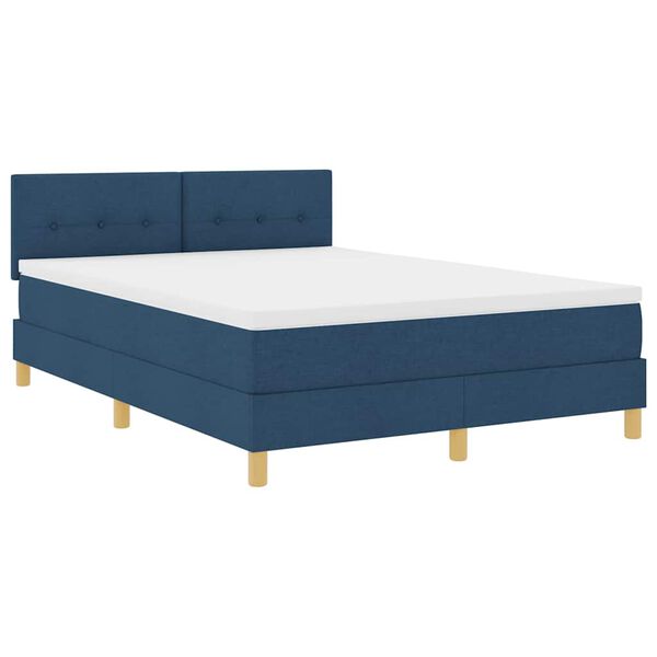 vidaXL Boxspringbed met kussen met hoofdeinde Blauw 140 x 190 cm Stof