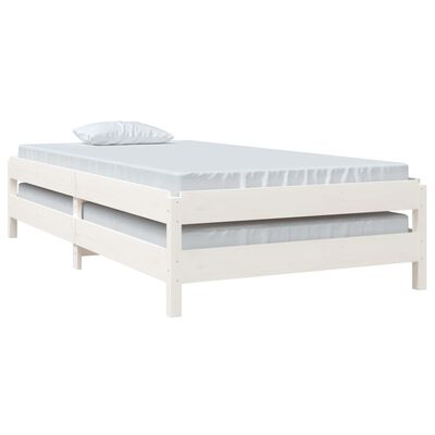 vidaXL Bed stapelbaar 80x200 cm massief grenenhout wit
