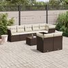 vidaXL 9-delige Loungeset met kussens poly rattan bruin