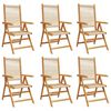 vidaXL Verstelbare klapstoelen, 6 stuks, beige, massief acaciahout
