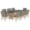 vidaXL 9-delige Tuinset met kussens poly rattan gemengd beige