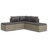 vidaXL 5-delige Loungeset met kussens poly rattan grijs