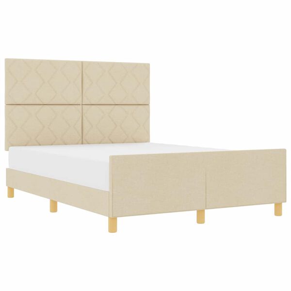 vidaXL Bedframe met hoofdeinde Cr&egrave;me 140 x 200 cm Stof