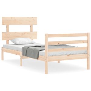 vidaXL Bedframe met hoofdbord massief hout