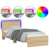 vidaXL Bedframe met hoofdbord en LED sonoma eikenkleurig 75x190 cm