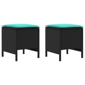 vidaXL 2 st Tuinvoetenbank PE Rattan Zwart en Turquoise