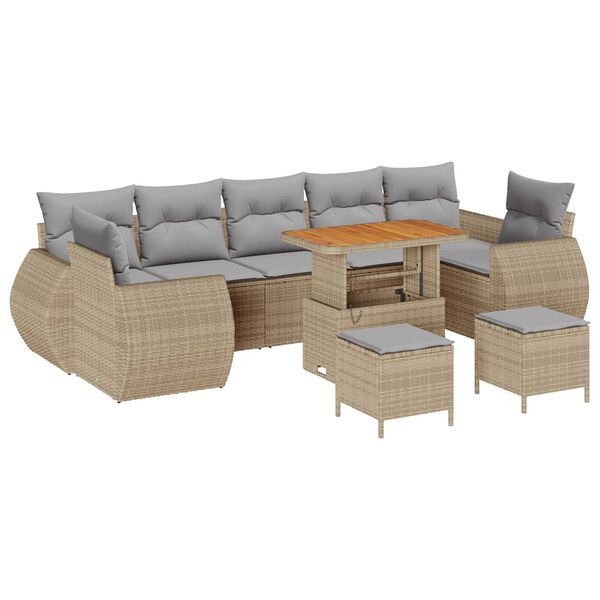 vidaXL Tuin Sofa Set met kussen met opslag 10 pcs beige en lichtgrijs