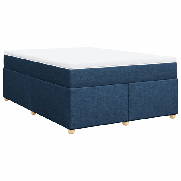 vidaXL Boxspring met matras stof blauw 160x200 cm