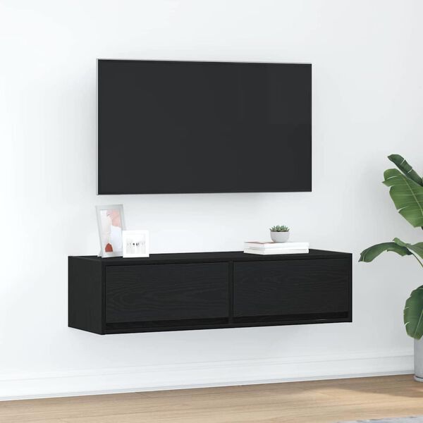 vidaXL TV Kast met lade Zwart eiken 100 x 31 x 25,5 cm Bewerkt hout