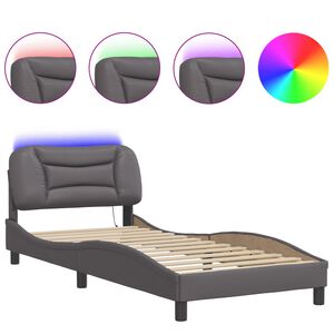 vidaXL Bedframe met LED zonder matras "Hvar" grijs 80x200 cm
