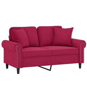 vidaXL Tweezitsbank met sierkussens 120 cm fluweel wijnrood