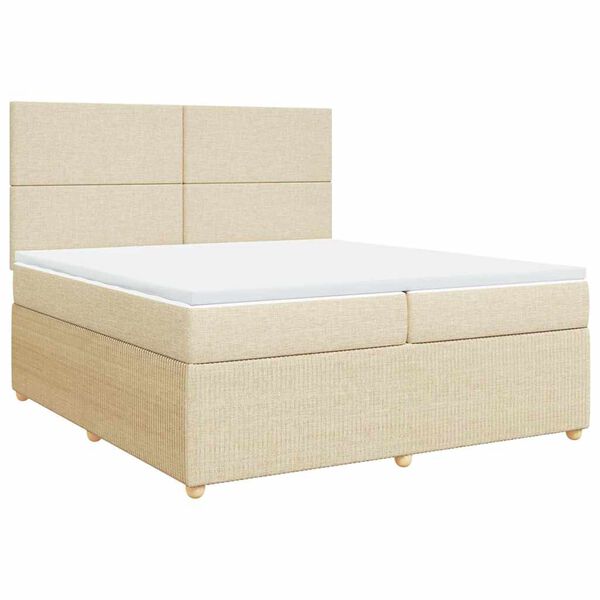 vidaXL Boxspring met matras stof cr&egrave;mekleurig 200x200 cm