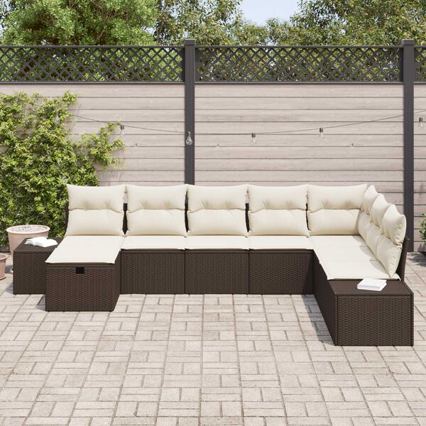 vidaXL Tuin Sofa Set met kussen 8 pcs Bruin poly rattan