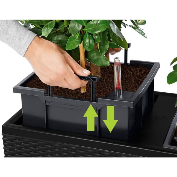 LECHUZA Plantenbak TRIO Stone 30 ALL-IN-ONE grafietzwart