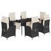 vidaXL 7-delige Tuinset met kussens poly rattan zwart