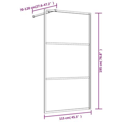 vidaXL Inloopdouchewand transparant 115x195 cm ESG-glas rood