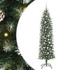 vidaXL Kunstmatige slanke kerstboom Groen en Wit 210 cm