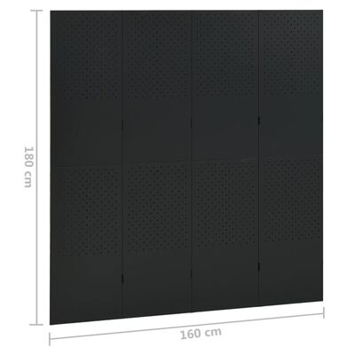 vidaXL Kamerschermen 2 st met 4 panelen 160x180 cm staal zwart