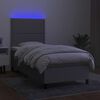 vidaXL Boxspring met matras en LED stof lichtgrijs 90x200 cm