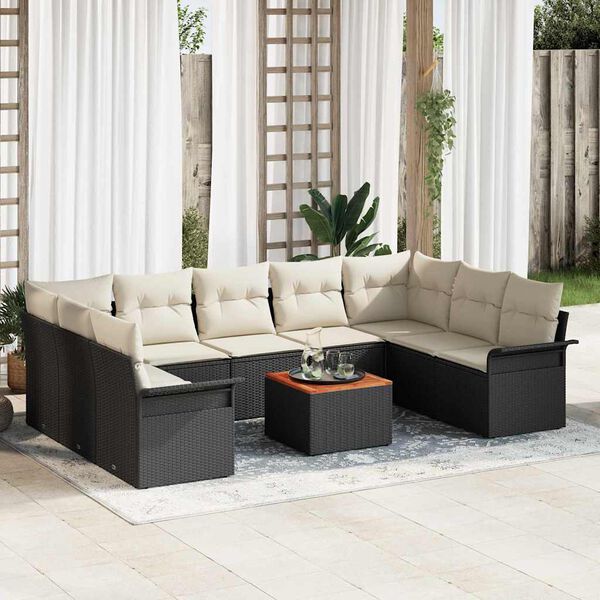 vidaXL Tuin Sofa Set 10 pcs Zwart Poly riet