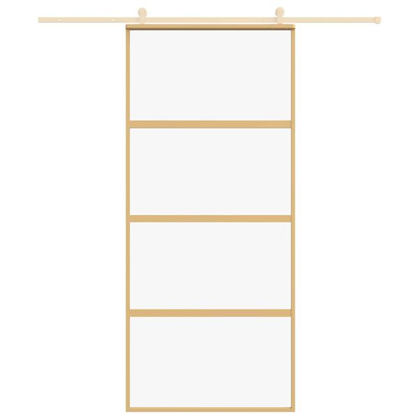 vidaXL Schuifdeur 90x205 cm helder ESG-glas en aluminium goudkleurig