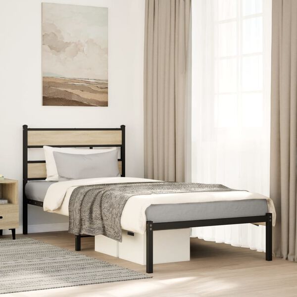vidaXL Bedframe zonder matras metaal sonoma eikenkleurig 90x190 cm