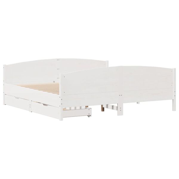 vidaXL Bedframe zonder matras massief grenenhout wit 160x200 cm