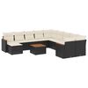 vidaXL 12-delige Loungeset met kussens poly rattan zwart