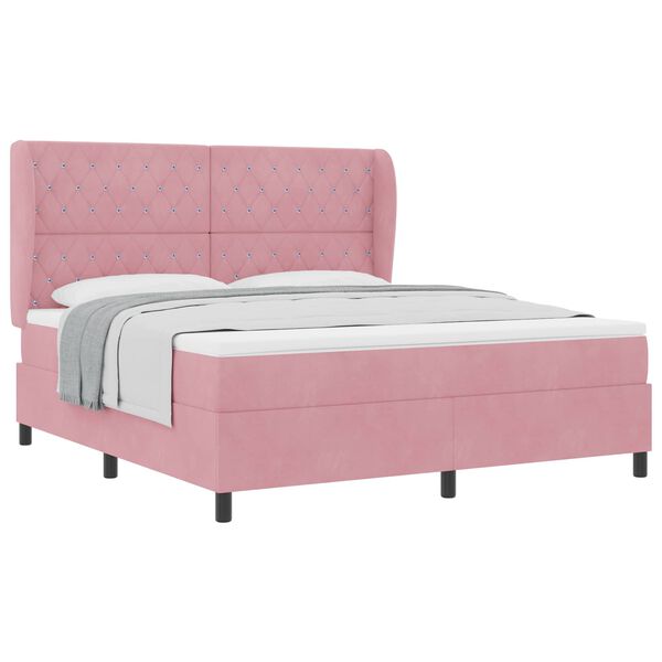 vidaXL Boxspringbed met matras Roze 200 x 180 cm Polyester