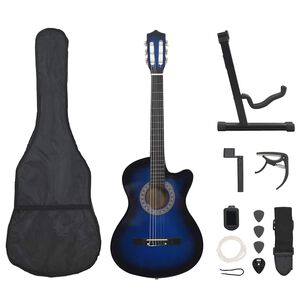 vidaXL 12-delige Gitaarset met 6 snaren western klassiek 38" blauw