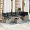vidaXL Tuin Sofa Set met kussen met opslag 8 pcs Lichtgrijs Poly riet