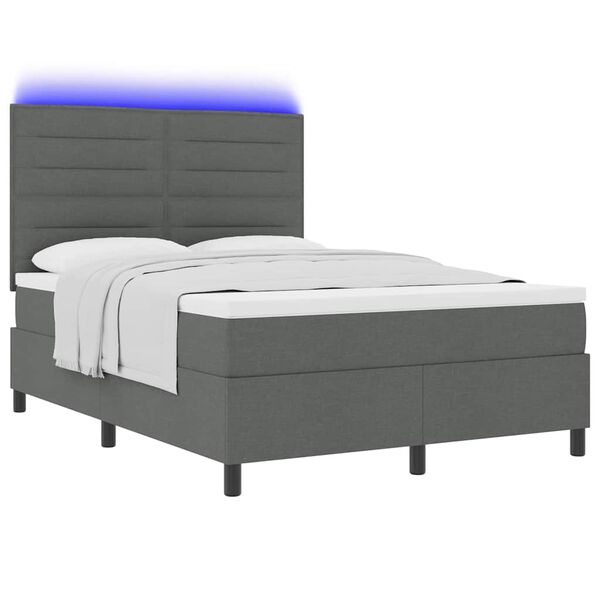 vidaXL Boxspring bed met matras met LED Donkergrijs 140 x 200 cm Stof
