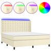 vidaXL Boxspring met matras en LED kunstleer cr&egrave;mekleurig 180x200 cm