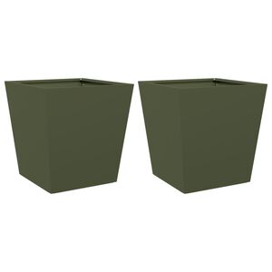 vidaXL Plantenbakken 2 st 40x40x40 cm staal olijfgroen