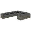 vidaXL 10-delige Loungeset met kussens poly rattan grijs