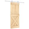 vidaXL Schuifdeur Natuurlijk en Wit 80 x 210 cm Massief Grenenhout