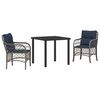 vidaXL Tuin eettafelset 3 st Grijs en zwart Rattan
