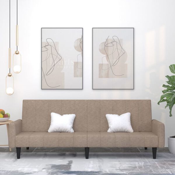 vidaXL Slaapbank 2-zits microvezelstof taupe