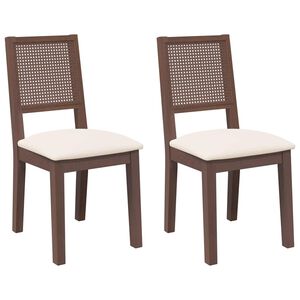 vidaXL Eetkamerstoelen met kussens 2 st massief hout rubber bruin