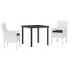 vidaXL Tuin eettafelset met kussen 3 pcs Wit poly rattan