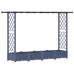 vidaXL Verhoogd Bed met Trellis en Dak Grijs 203 x 40 x 121 cm PP